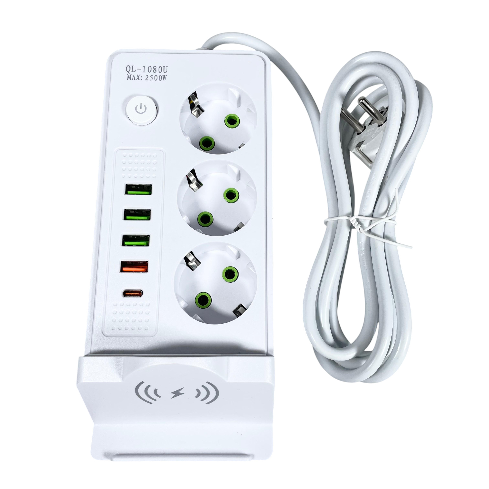 AYANJIN Stop Kontak 3 Lubang USB Type C Wireless Charging 13A 3000W - QL-1080U