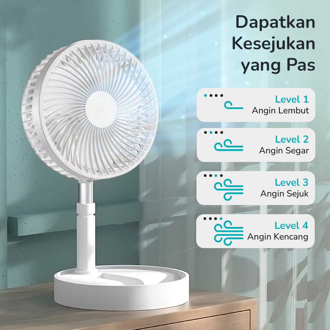 ZK Kipas Angin Standing Portable Retractable Folding Fan 7200mAh - ZK-20321