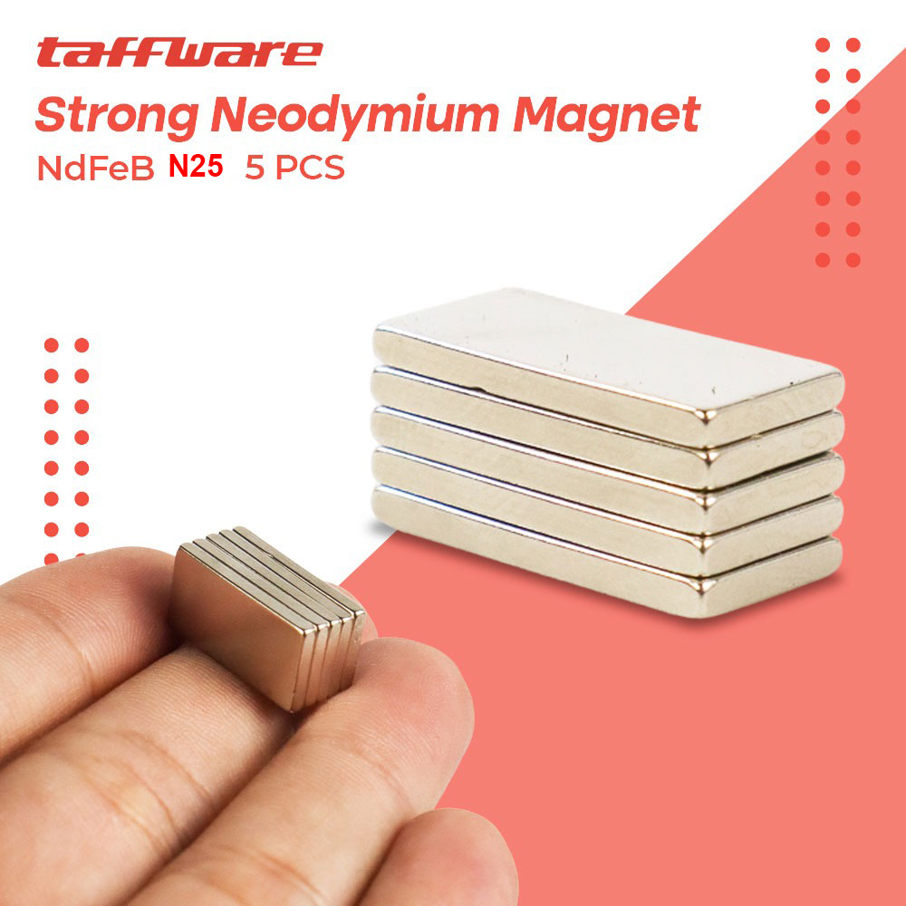Taffware Strong Neodymium Magnet NdFeB Cuboid N35 5 PCS - D22