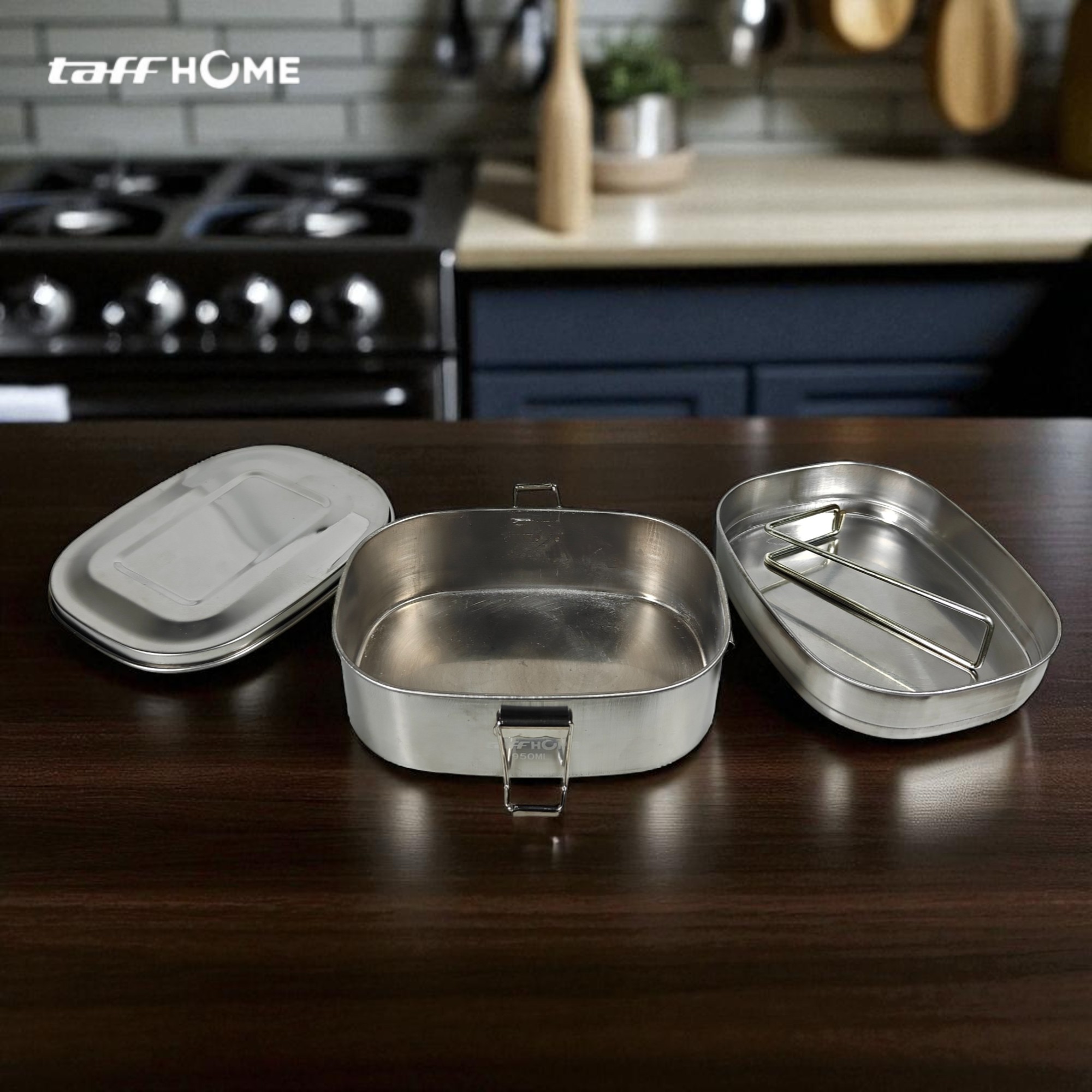 TaffHOME Kotak Makan Lunch Box Stainless Steel Double Layer 950ml - TR-95