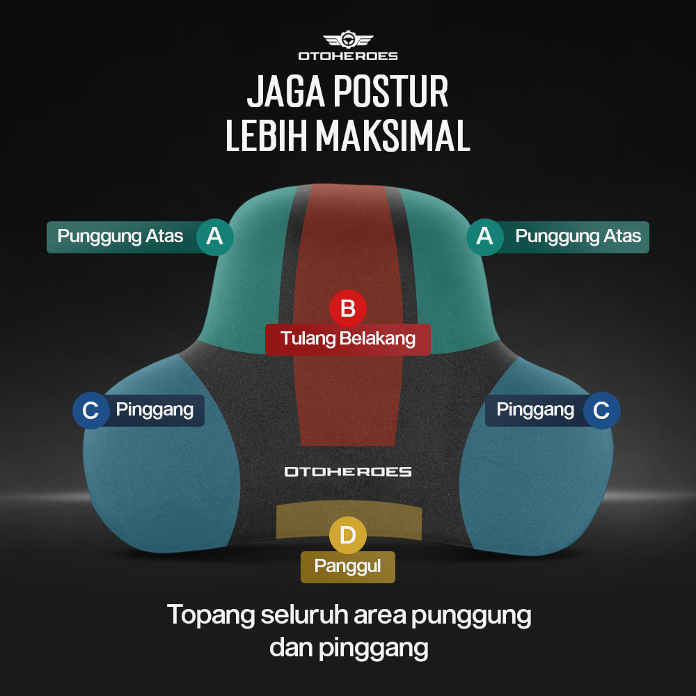 OTOHEROES Bantal Punggung Kursi Mobil Lumbar Support Memory Foam - DK-1