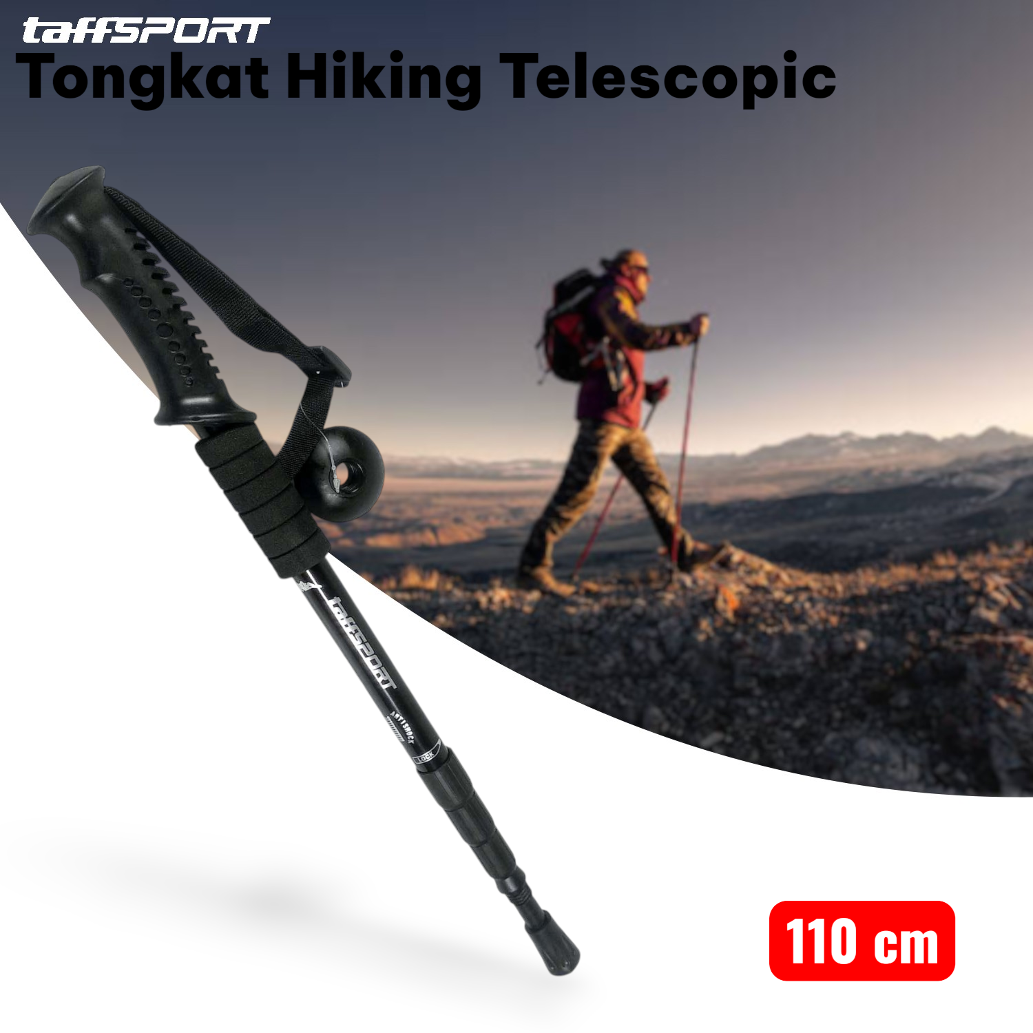 TaffSPORT Tongkat Hiking Trekking Pole Telescopic 4 Section - E4103