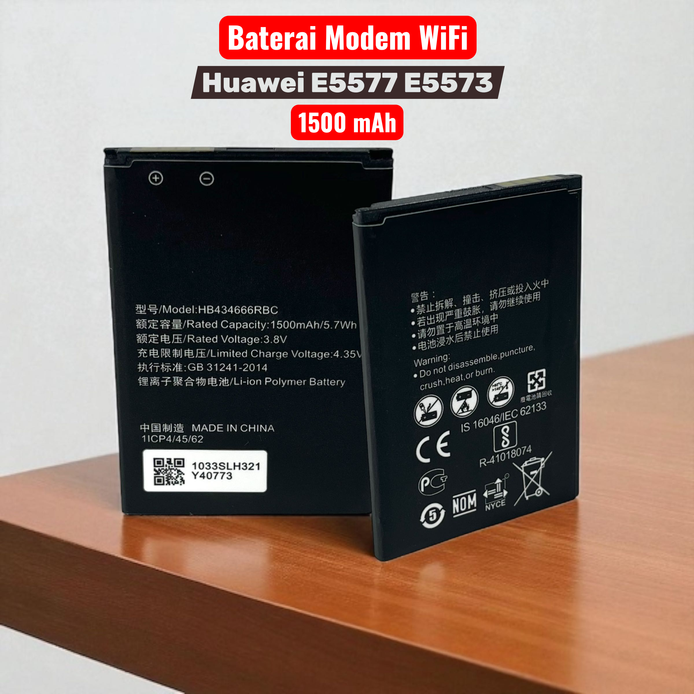 Baterai Modem WiFi Huawei E5577 E5573 1500mAh - HB434666RBC