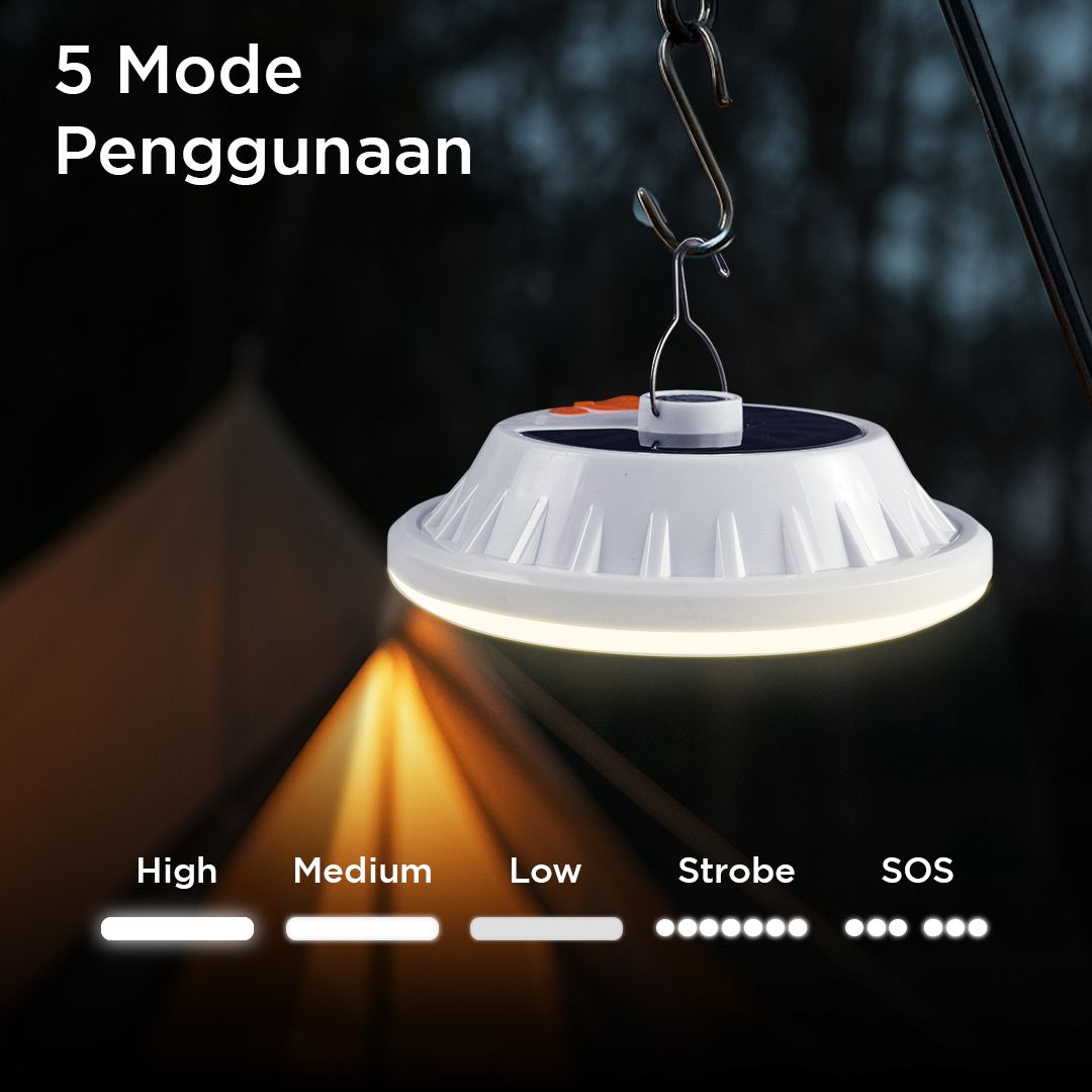 Pocketman Lampu LED Camping Waterproof Solar Emergency Cool White - HS-V62