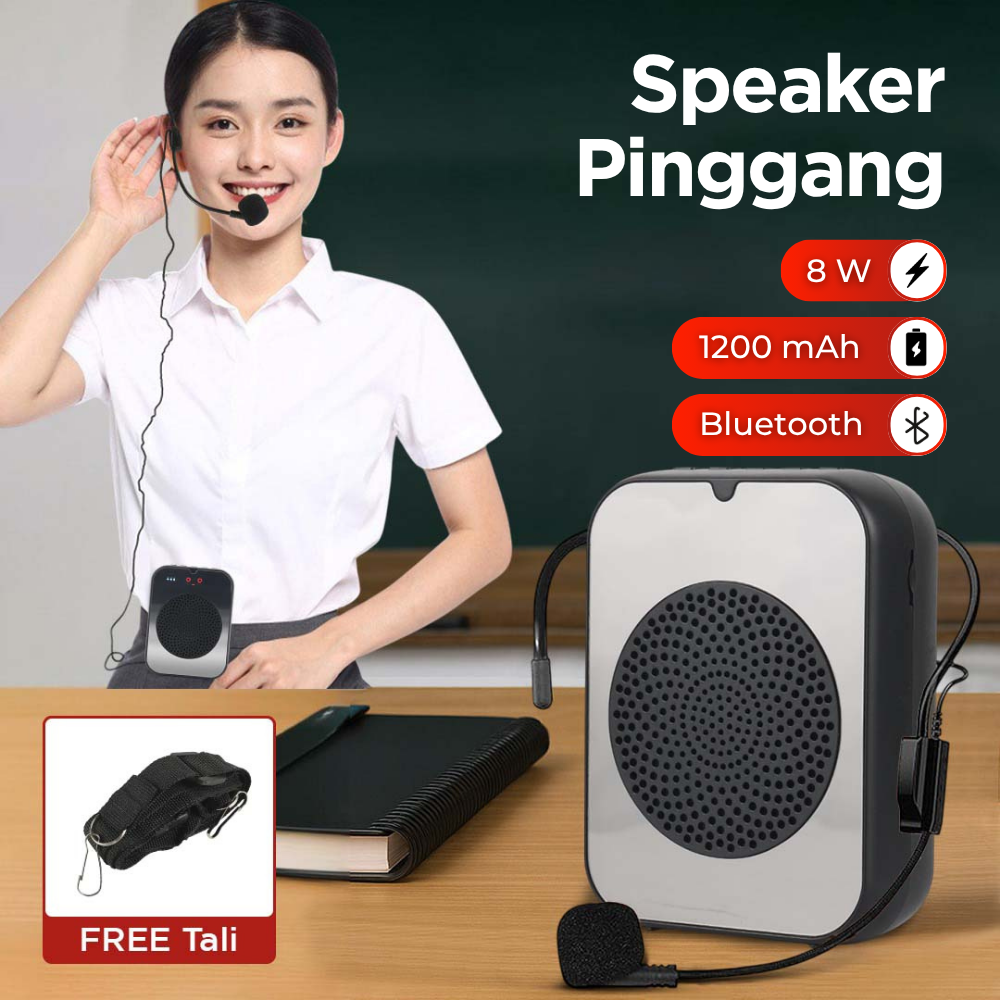 SOAIY Speaker Pinggang Microphone Bluetooth LED Amplifier Wired - H6