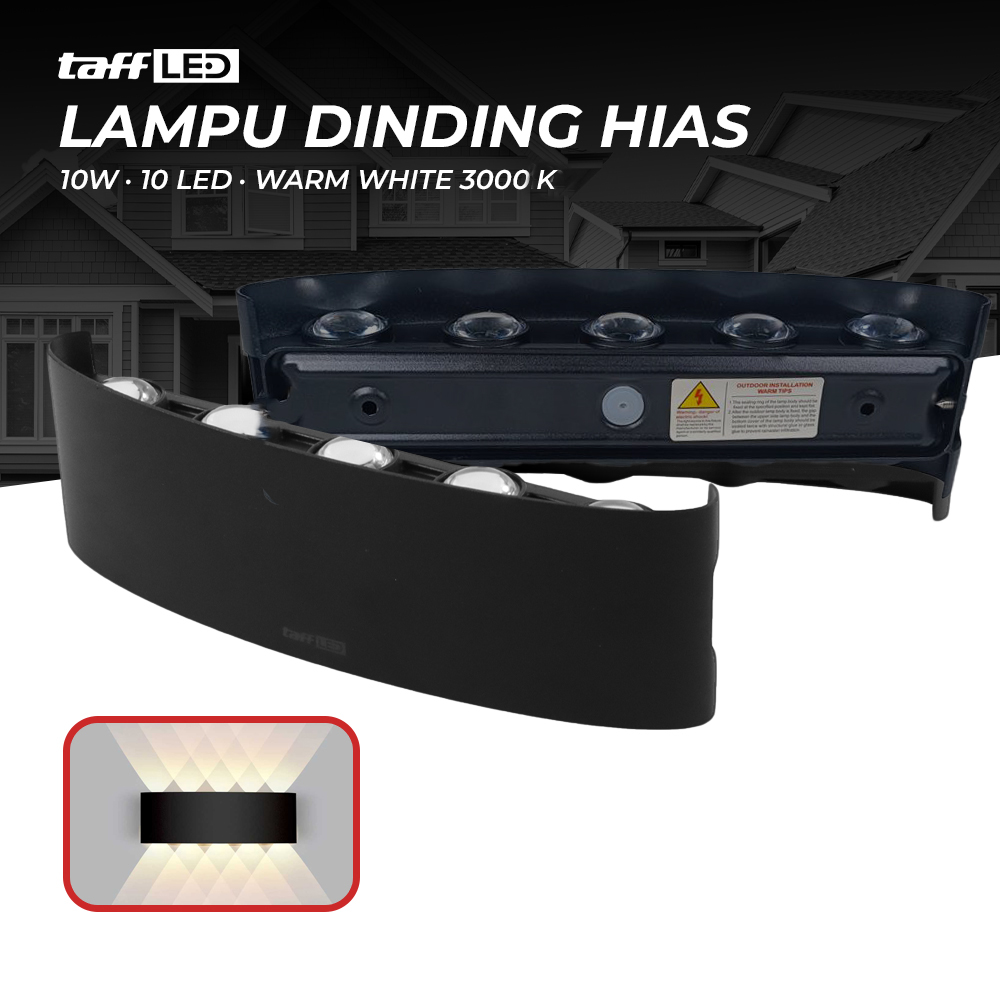 TaffLED Lampu Dinding Hias LED Outdoor Aluminium 10W Warm White - RL-B15