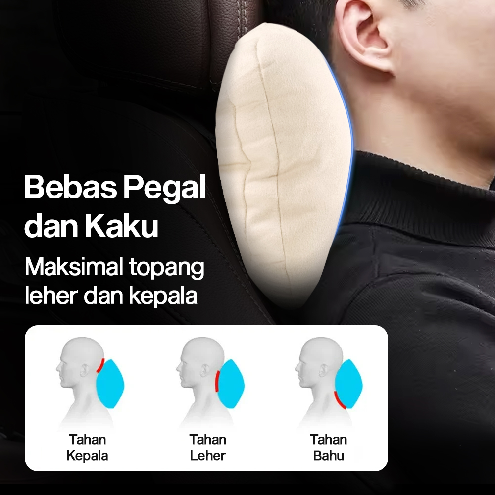 OASATE Bantal Leher Mobil Ergonomis Foam Car Headrest Pillow - M5