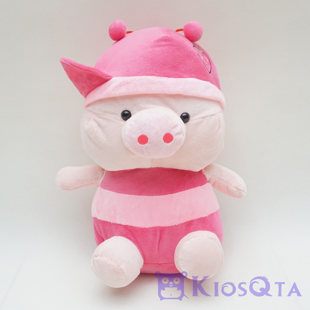 boneka babi kostum lebah pink topi swag bordir strawberry medium