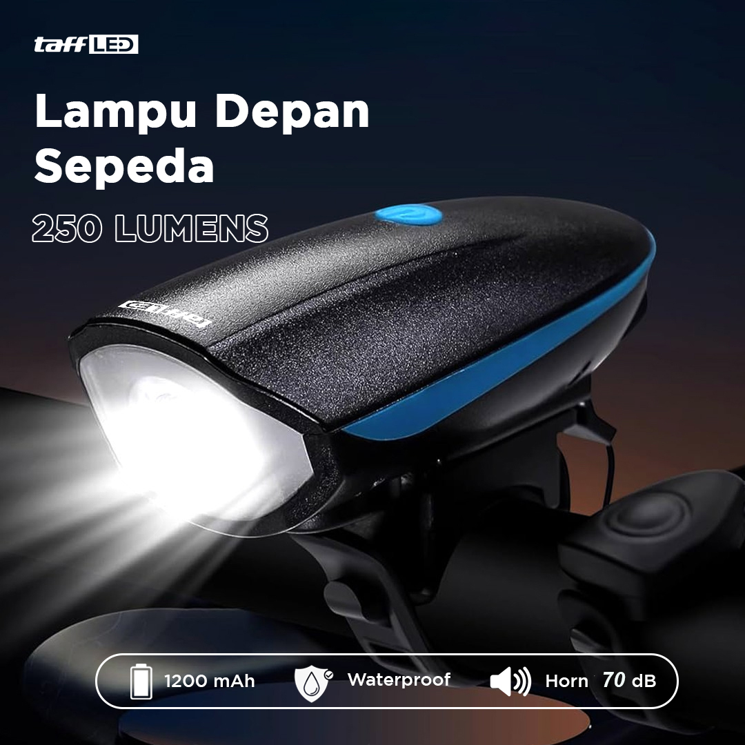 TaffLED Lampu Depan Sepeda Klakson LED Cree XPG 1200mAh 250 Lumens - 7588