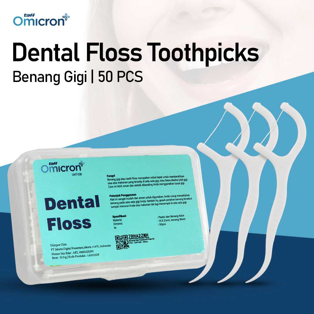 TaffOmicron Dental Floss Benang Gigi Pembersih Plak 50 PCS - LMT-558