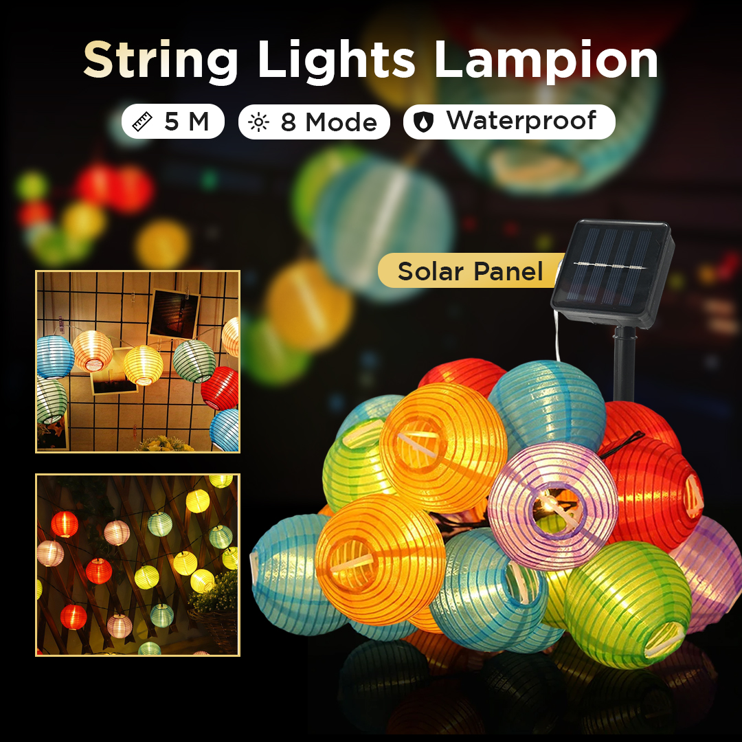 Ousam Lampu Hias String Lights Lampion Solar 20 LED 8 Modes 5M - M202