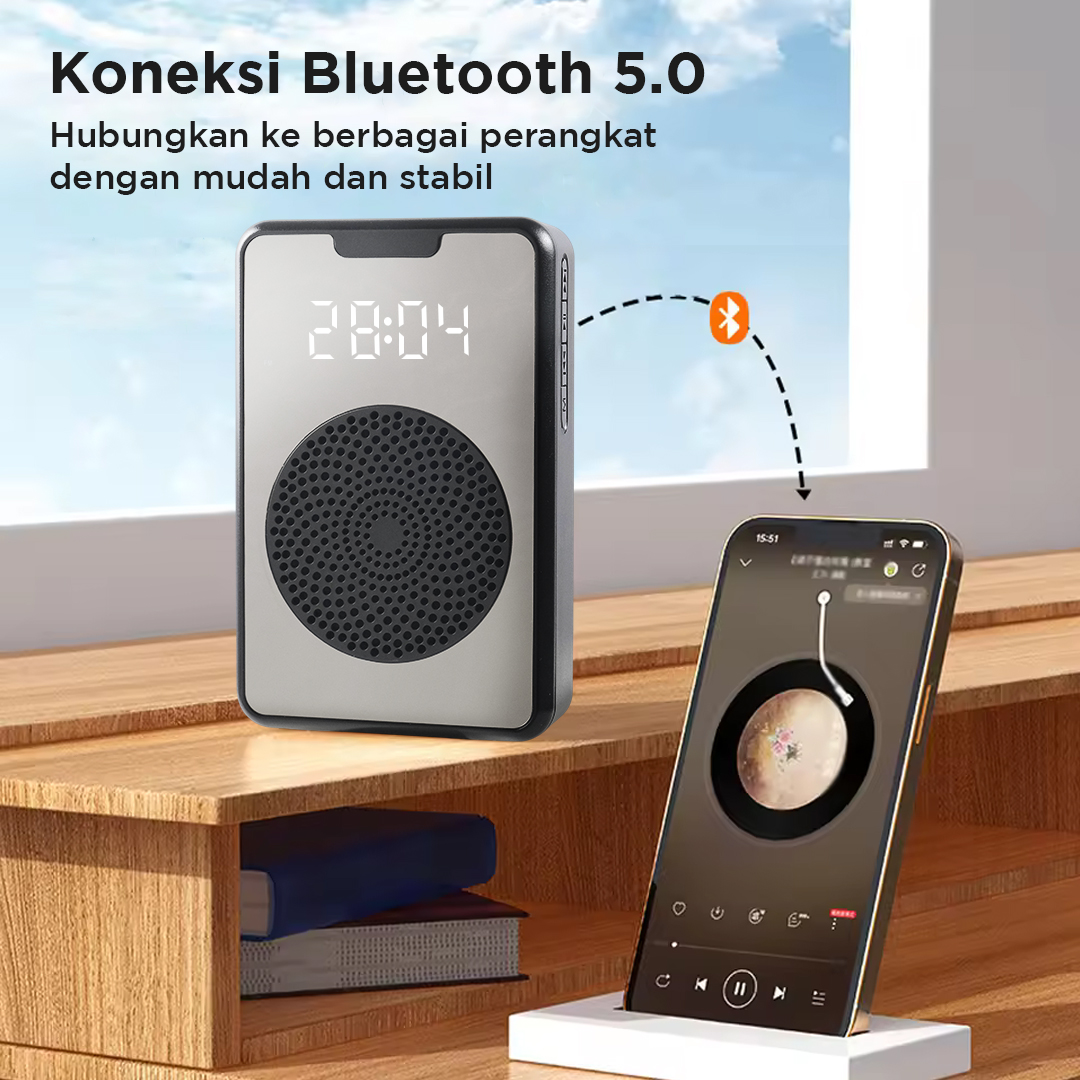 Marway Speaker Pinggang Microphone Bluetooth LED Amplifier Wired - H3
