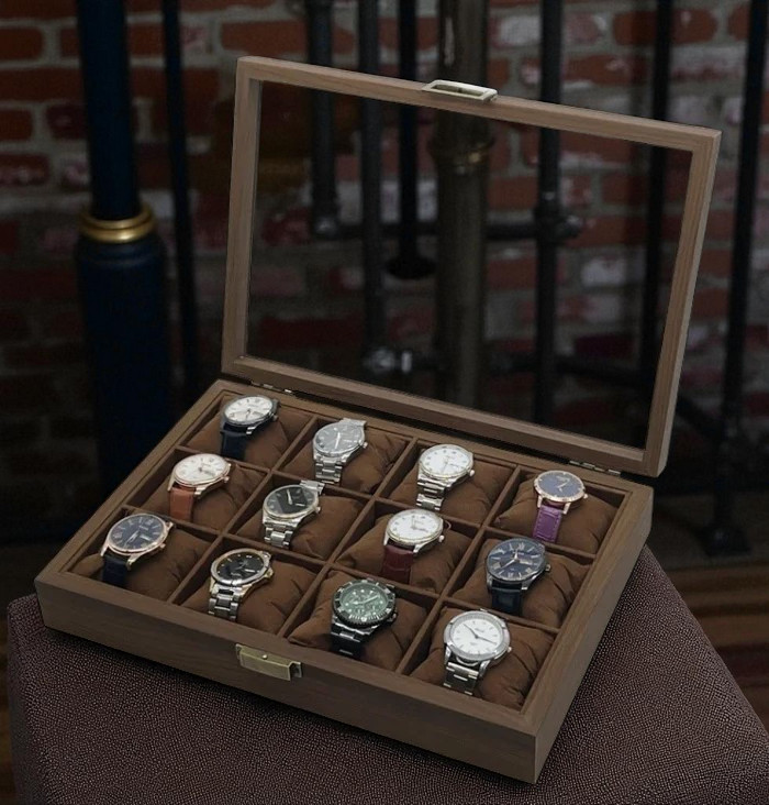 LuWei Kotak Penyimpanan Jam Tangan Storage Organizer Watch Box 12 Grid - SKW154-FG