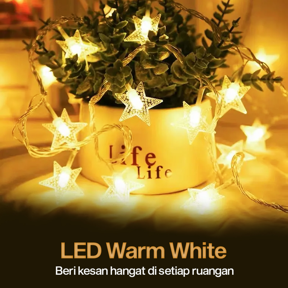 DKG Lampu Hias String Lights Star Shape Battery Power 20 LED 3M - 2G11