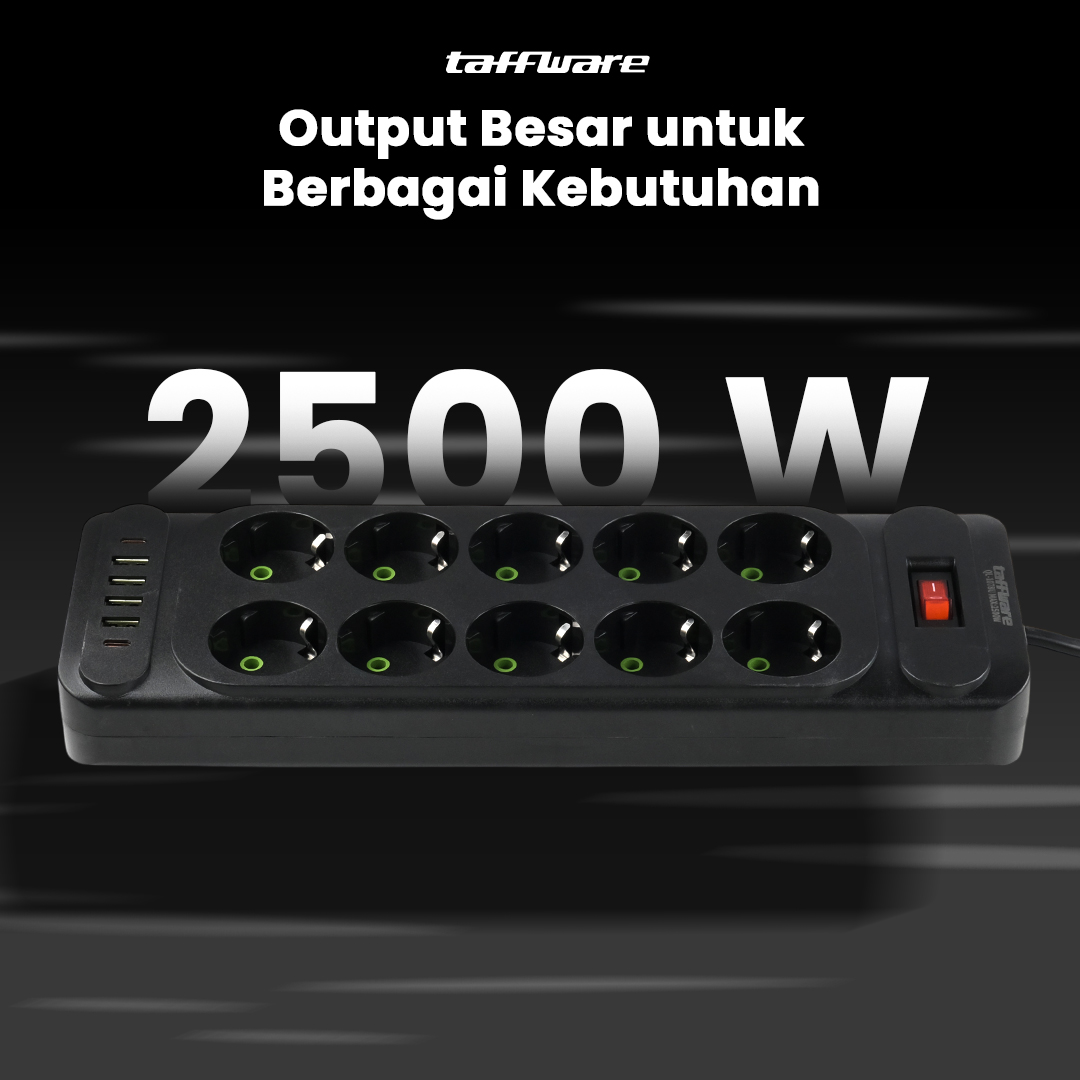 Taffware Stop Kontak USB Type C EU Plug 10A 110-250V 2500W - QL-1077U / QL-1078U