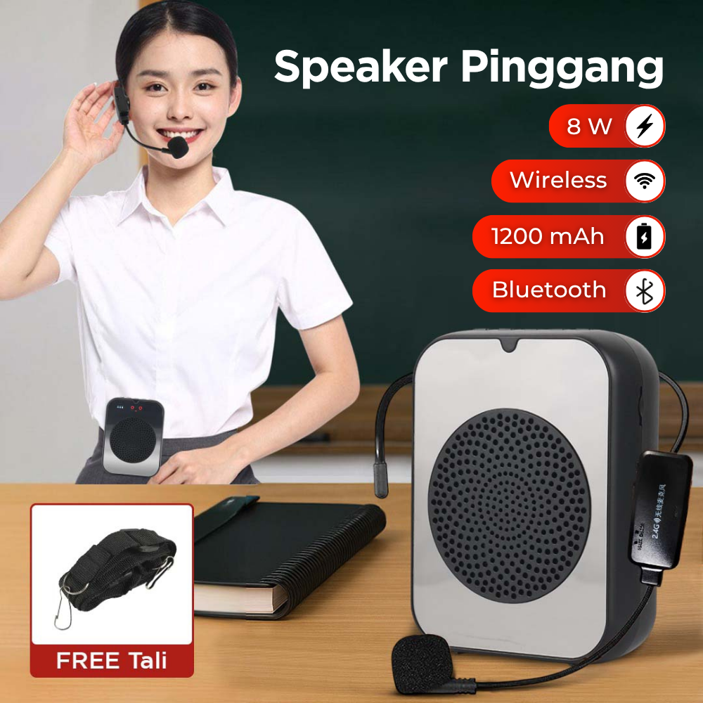 SOAIY Speaker Pinggang Microphone Bluetooth LED Amplifier Wireless - H6