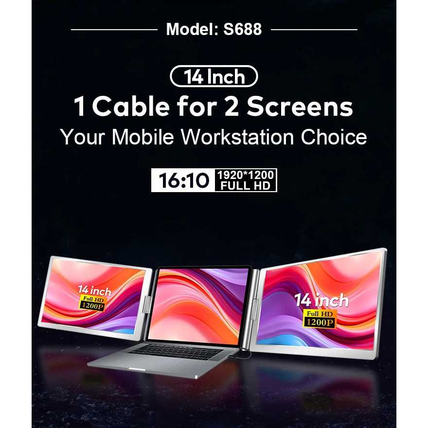 Pvc Monitor Extender Jual Portable Monitor Dual Screen Extender 14 Inch IPS FHD 60Hz
