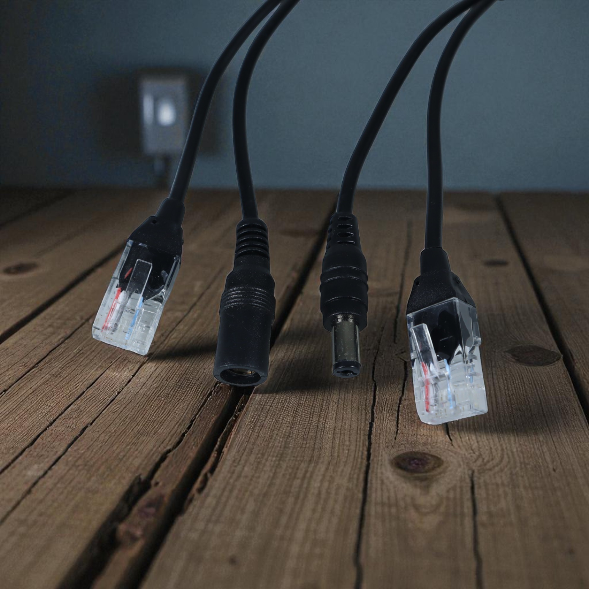 Passive PoE Power Over Ethernet Cable with Male Female Power Plug - D1350