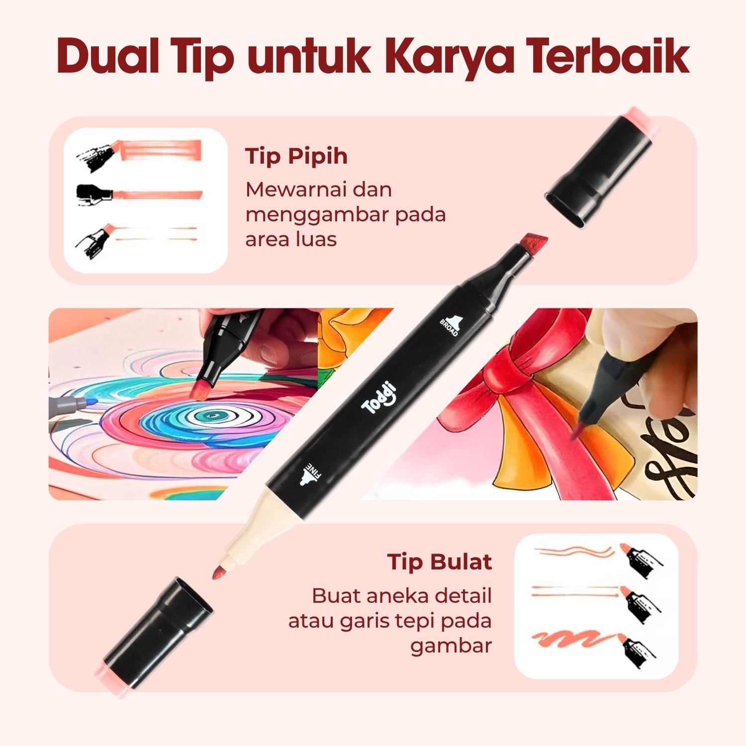 Toddi Spidol Dual Side Fine Art Brush Art Marker Set 40 Warna - CY-006