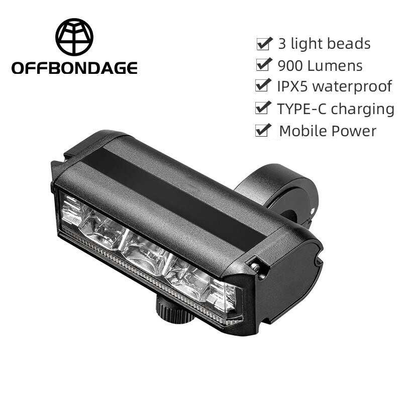 OFFBONDAGE Lampu Sepeda Waterproof Rechargeable 2000mAh 900 Lumens - EOS610