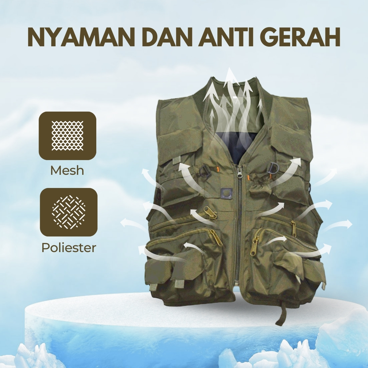 Deukio Rompi Pancing Fishing Vest Quick Dry Jacket XL - GDS09