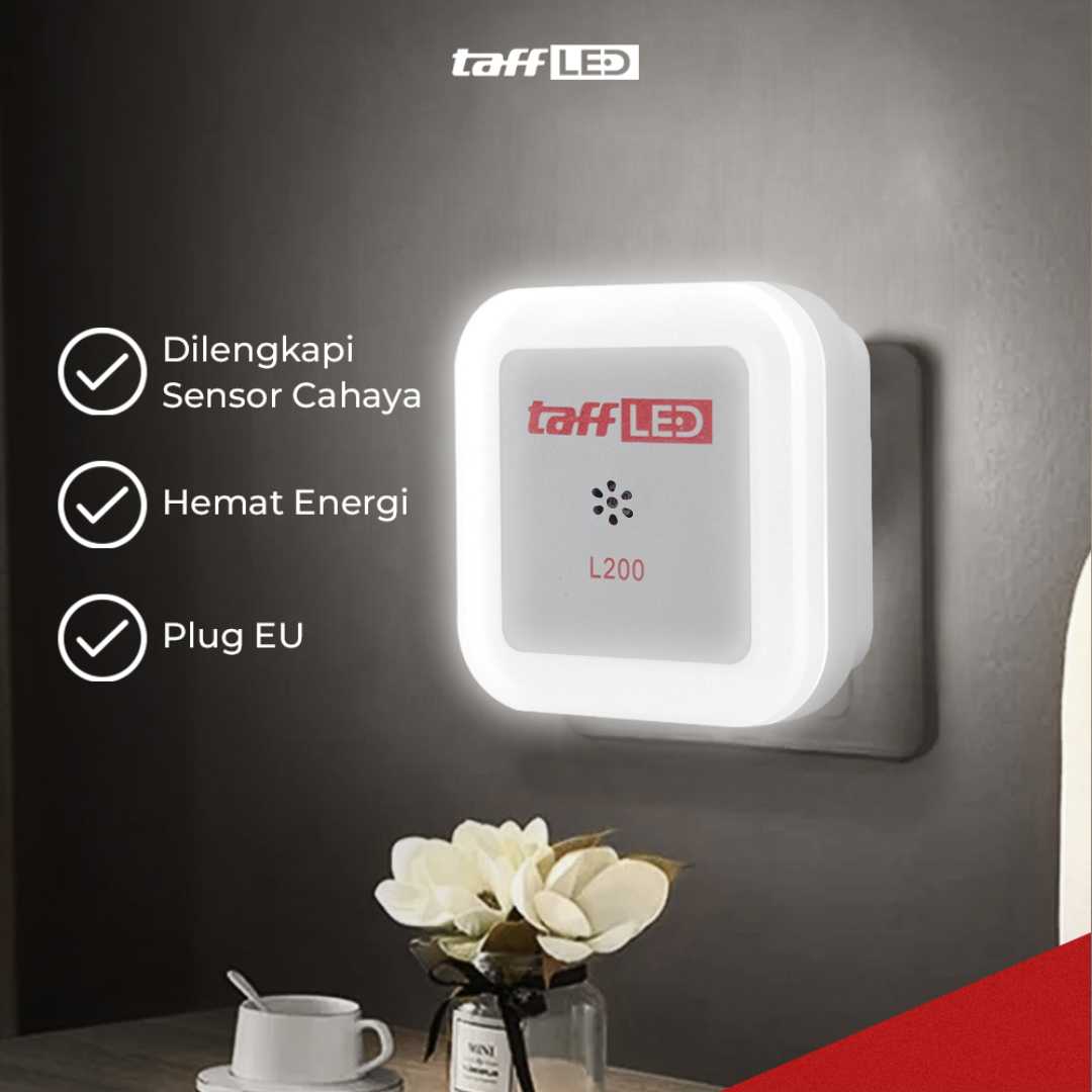 TaffLED Lampu Tidur LED Sensor Cahaya EU Plug Cool White 0.5W 250V - L200 - Gambar 3