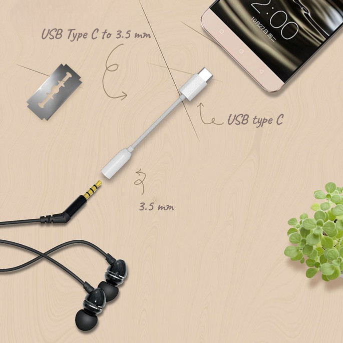 Kabel USB Type C 3.1 to 3.5mm Audio Jack Converter Female 10.5cm - L41