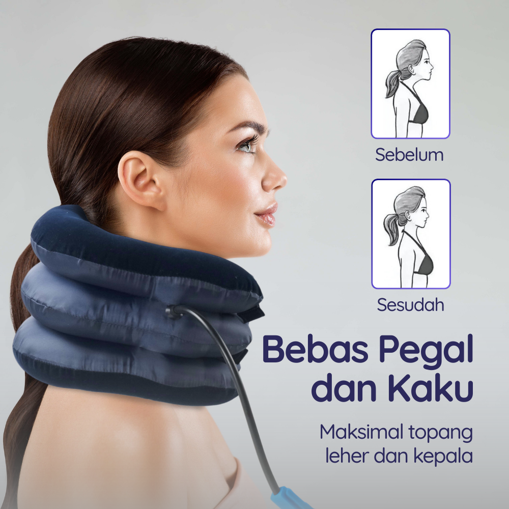 Urijk Bantal Leher Travel Angin 360 Support Inflatable Neck Pillow - M1345