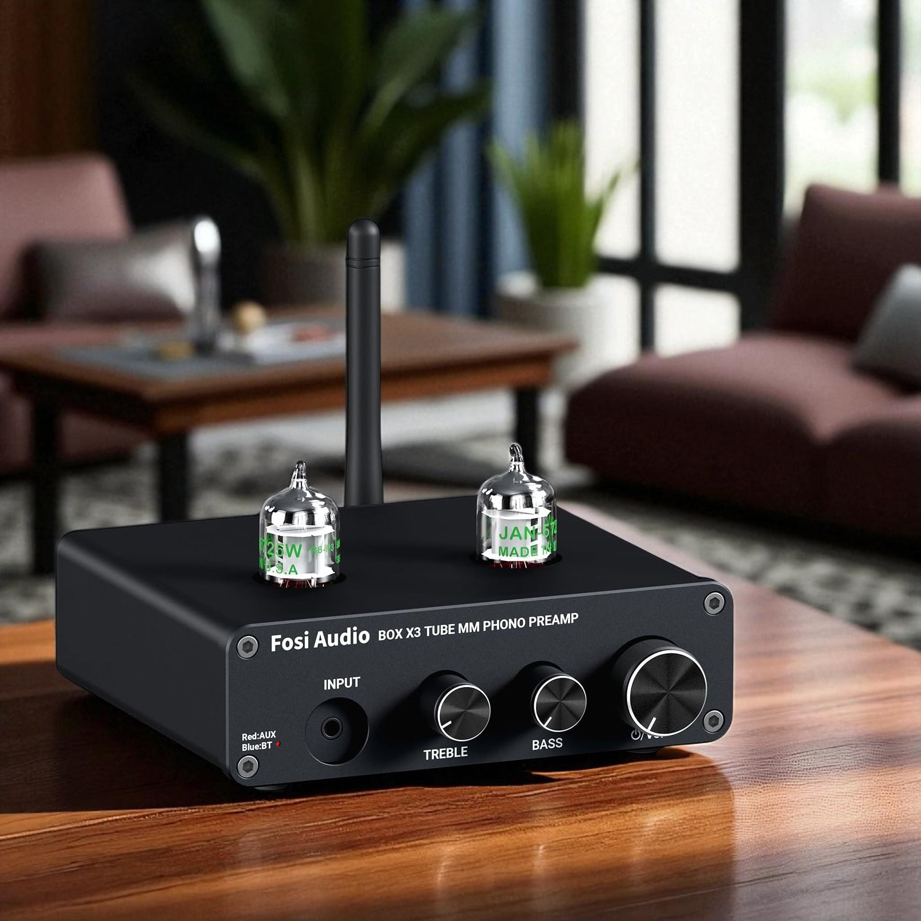 Fosi Audio Preamplifier Bluetooth Phonograph 5654 with Vacuum Tube - Box X3