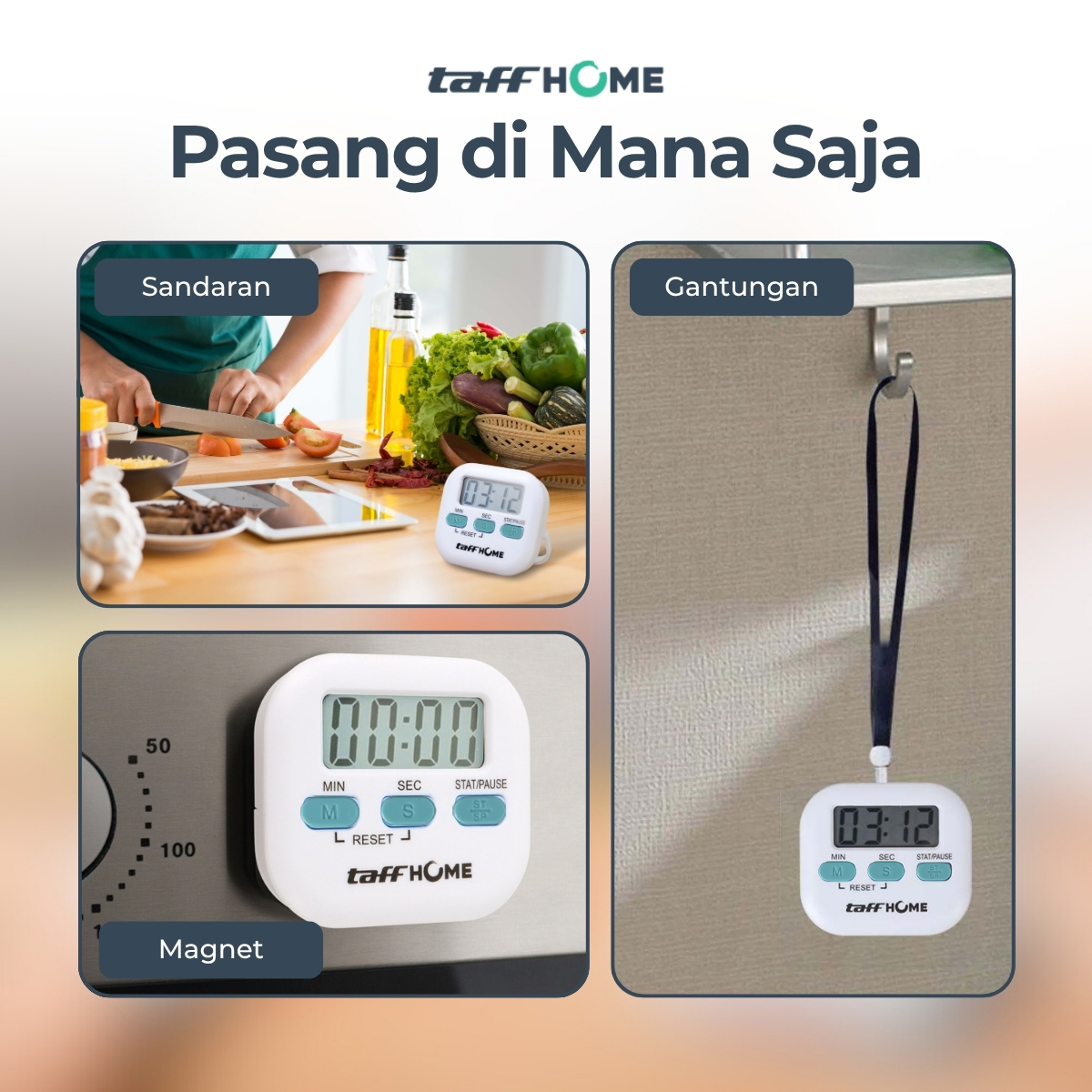 TaffHOME Timer Masak Dapur Magnetic Stopwatch Kitchen Timer - JS-113
