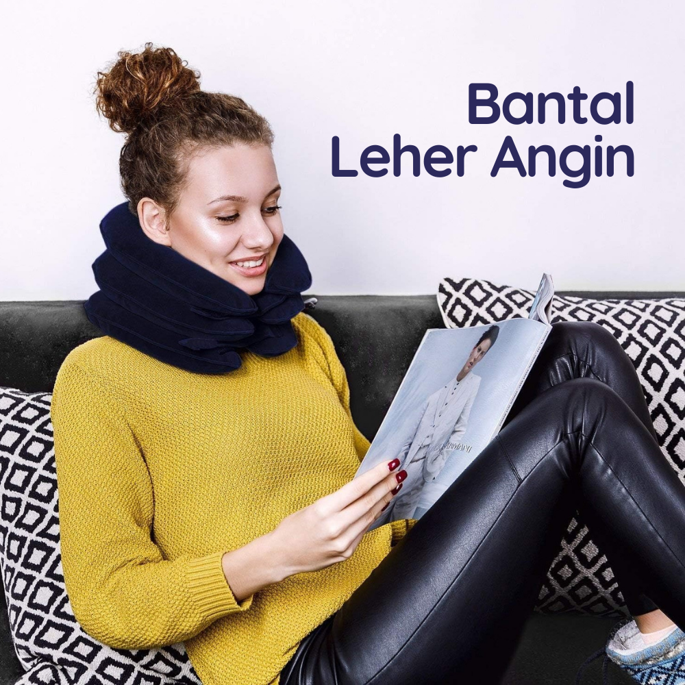 Urijk Bantal Leher Travel Angin 360 Support Inflatable Neck Pillow - M1345