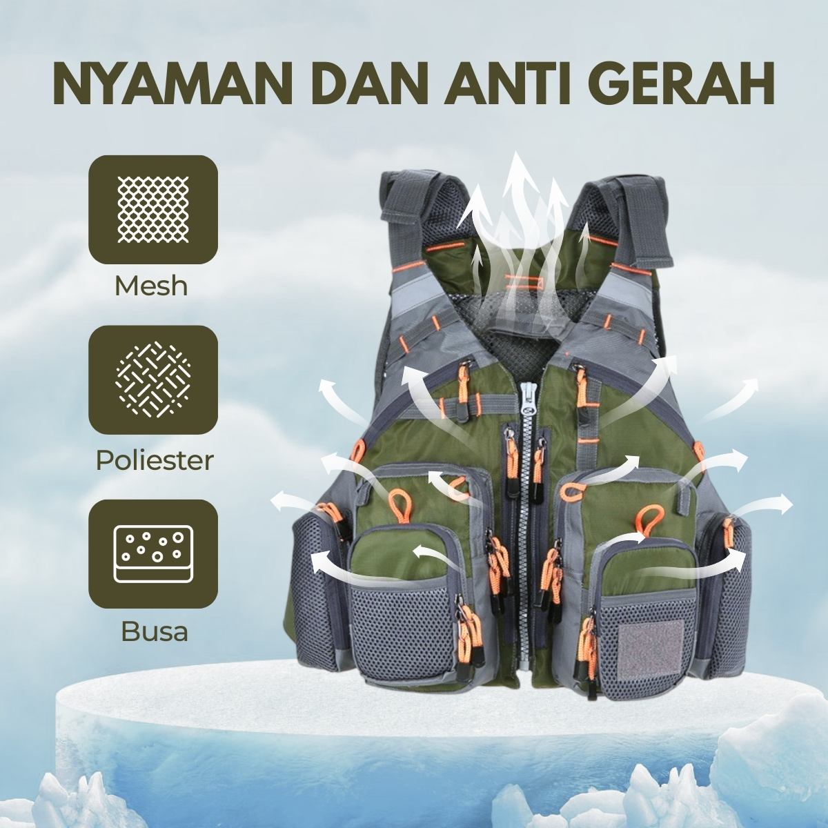 LIXADA Rompi Pancing Fishing Life Jacket Multi Slot - GDS09