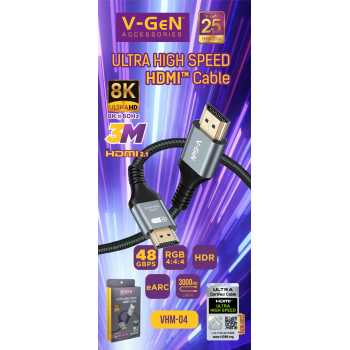 Jual V-GEN VHM-04 ULTRA HIGH SPEED HDMI CABLE 8K 60Hz 48GBPS