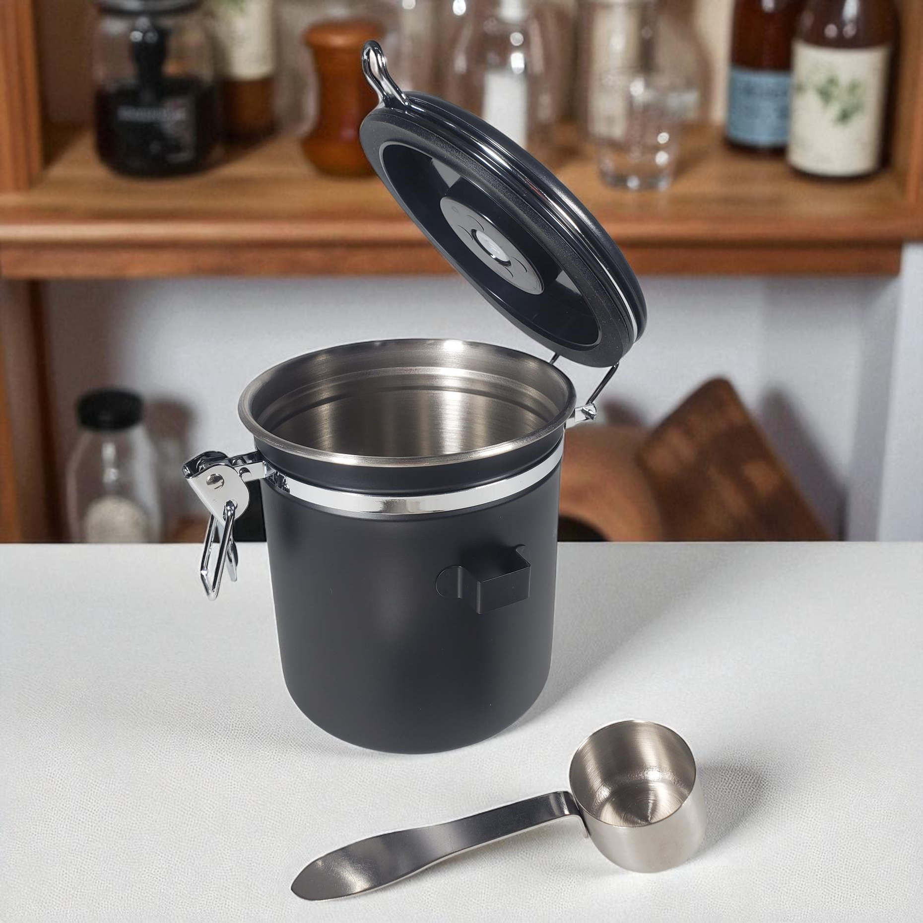LISM Toples Stainless Penyimpanan Biji Kopi Rekam Tanggal Storage Jar - MSS19