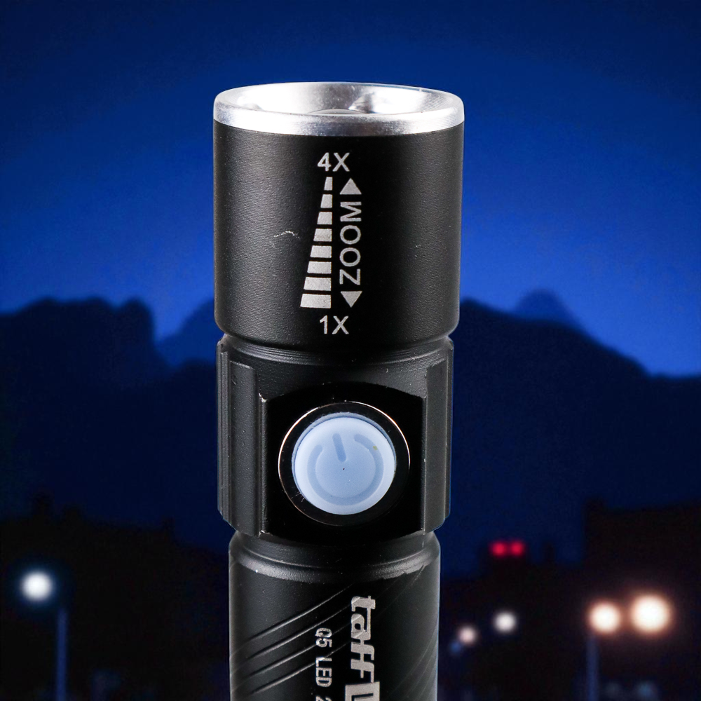 TaffLED Senter LED Mini Zoom Flashlight USB Rechargeable Q5 2000 Lumen