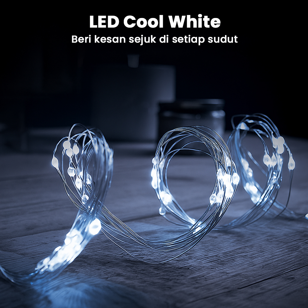 ANBLUB Lampu Hias Gorden String Lights Anti Air 3x3M 300LED Cool White - S-04