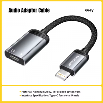 ESSAGER Kabel Adapter Audio OTG Aluminium Alloy Braided 14cm - ES-YP27