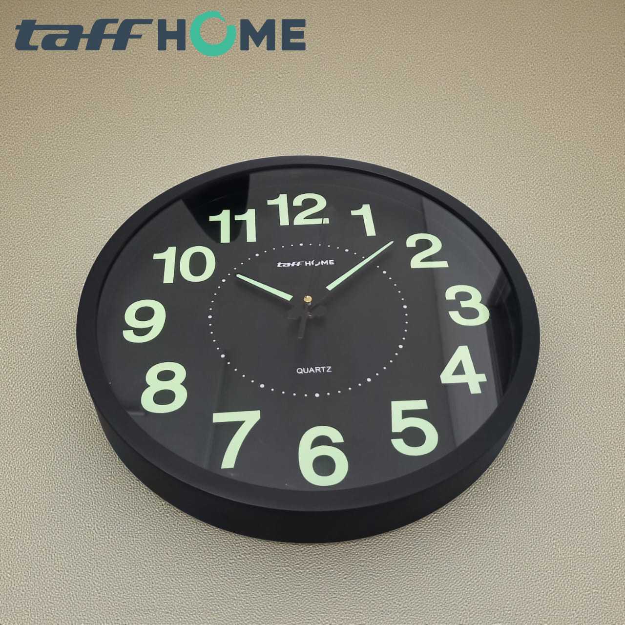 TaffHOME Jam Dinding Bulat Quartz Luminous Glow in The Dark 30cm
