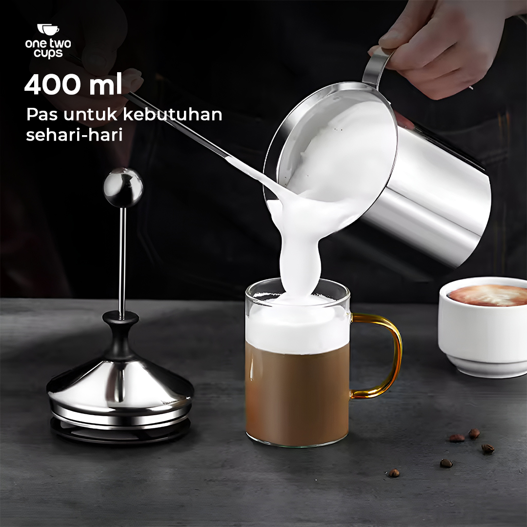 One Two Cups Gelas Kopi Milk Frother Stainless Steel 400ml - WZ0011