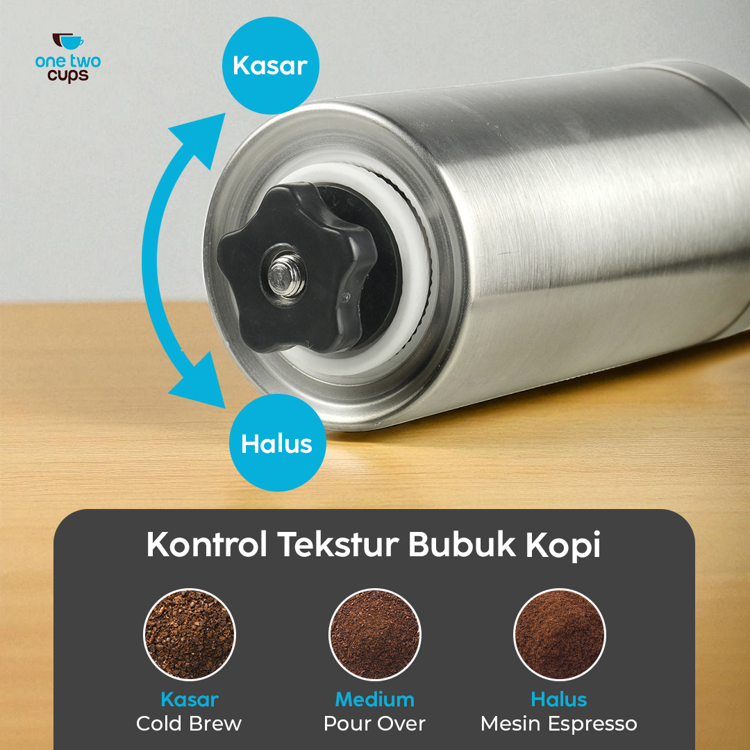 One Two Cups Alat Penggiling Kopi Manual Coffee Grinder Adjustable - OTC48