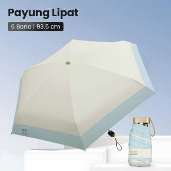 ETERNAL Payung Lipat Buka Tutup Manual Polos Anti UV 6 Bone 50cm - E-50