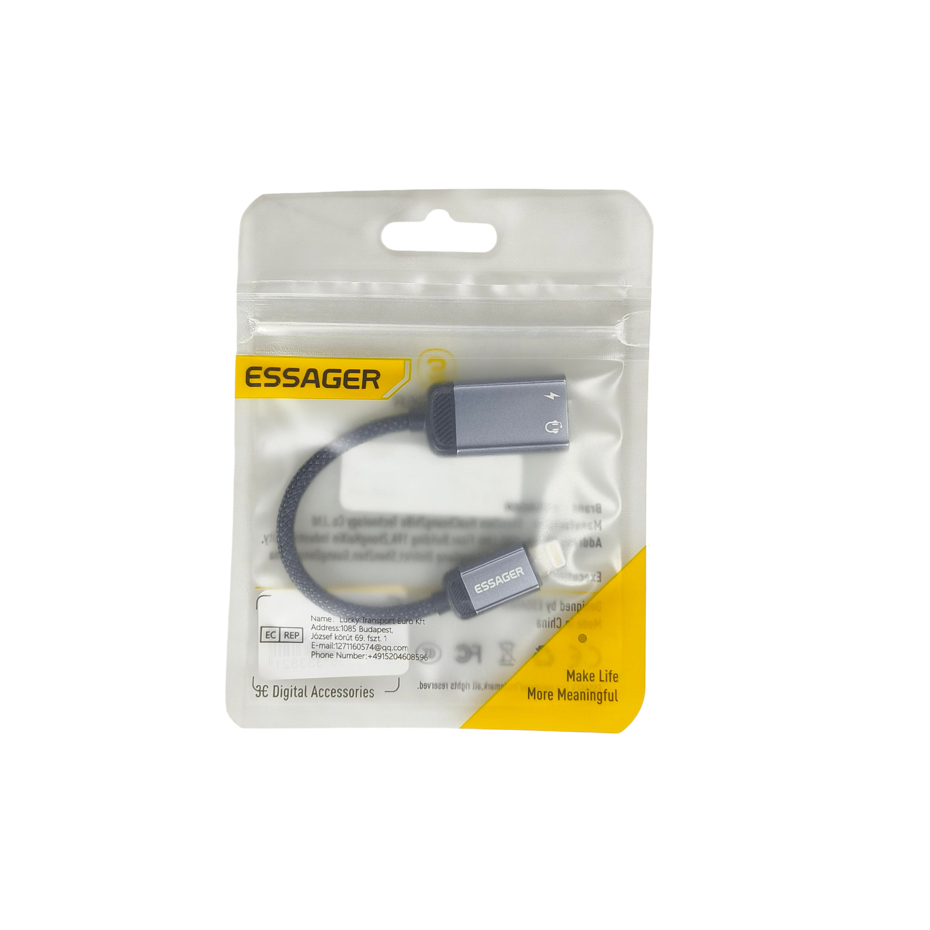 ESSAGER Kabel Adapter Audio OTG Aluminium Alloy Braided 14cm - ES-YP27