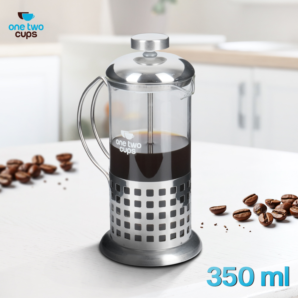 One Two Cups French Press Coffee Maker Pot Plunger Borosilicate 350ml - KG72