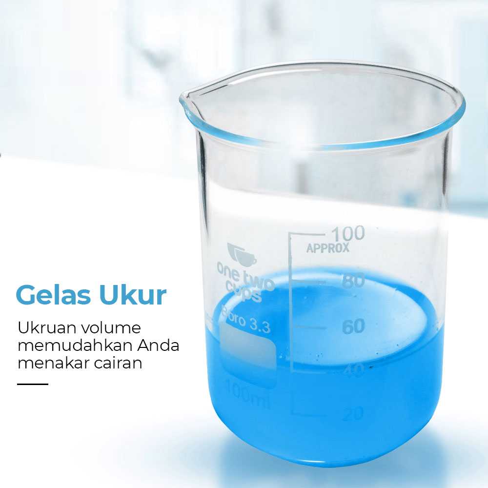 One Two Cups Gelas Ukur Lab Kimia Multifungsi Borosilicate Glass - GG-17 - Gambar 4