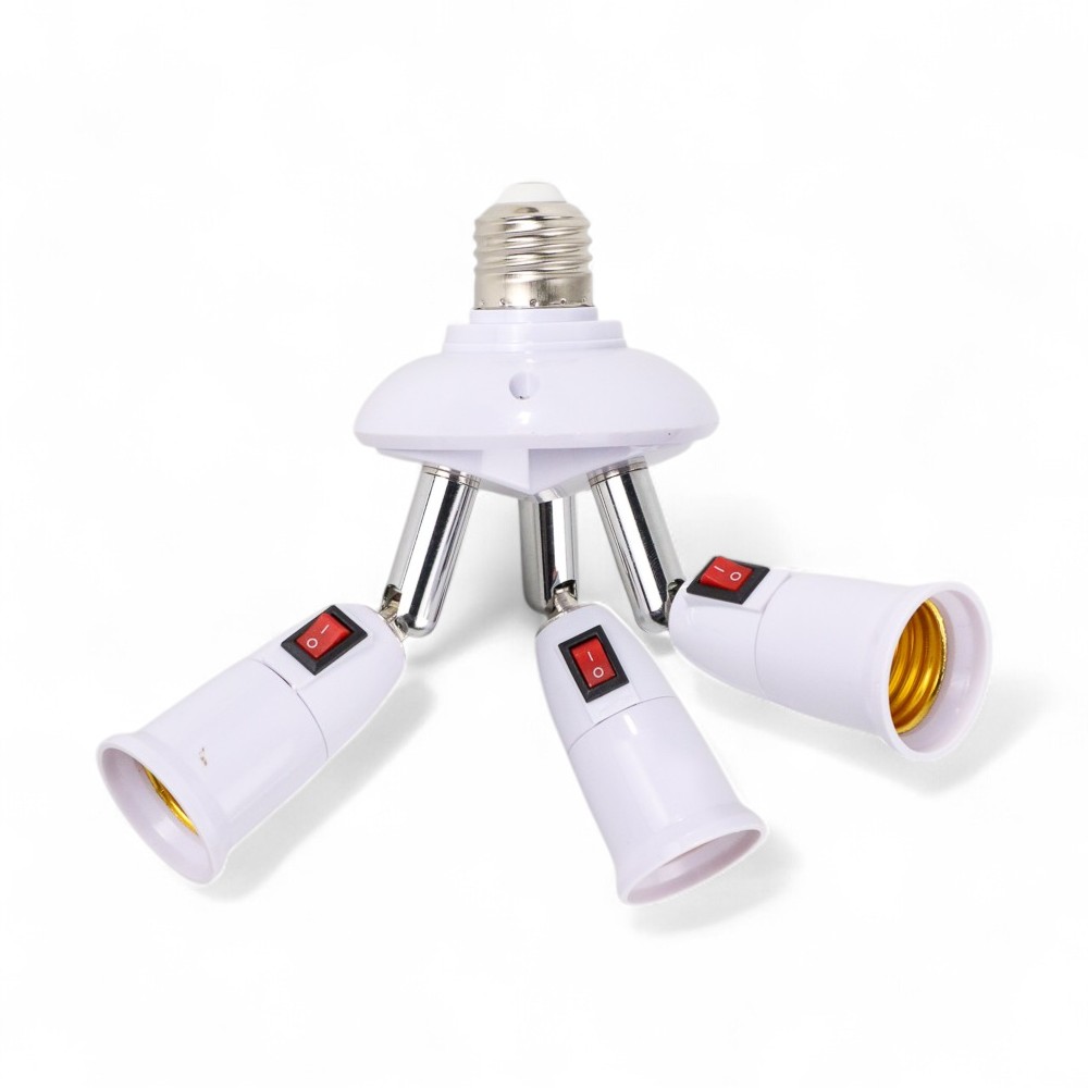 ASMTLED Fitting Lampu Bohlam Studio LED Cabang 3 with Switch 220V E27 - E344
