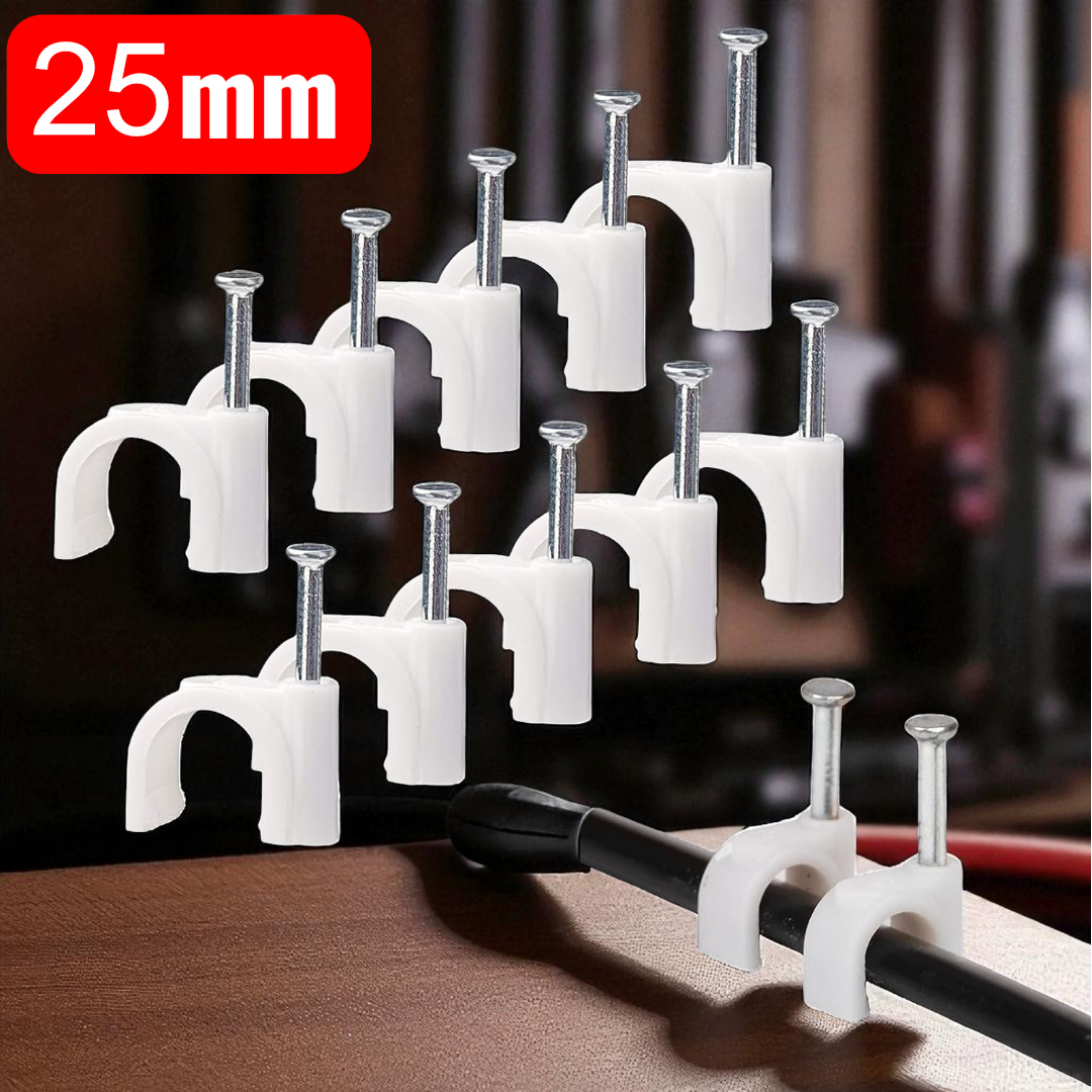 Taffware Klip Kabel Cable Clip Round Wire Management Electrical 100PCS - YQ801