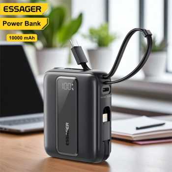 ESSAGER Power Bank Digital Display USB C Builtin Cable 22.5W - ES-D024