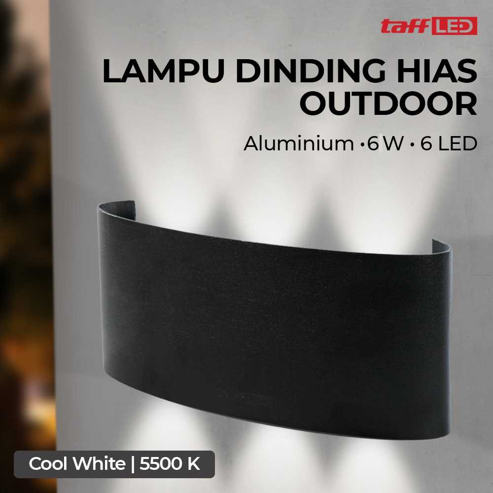 TaffLED Lampu Dinding Hias Outdoor Aluminium 6W 6 LED Cool White - 366-6