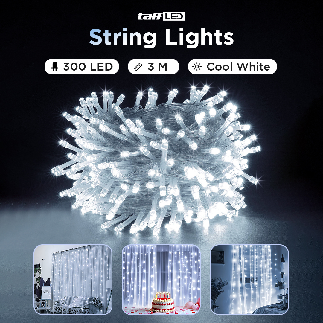 TaffLED Lampu Hias Gorden String Lights 3x3M 300 LED Cool White 18W - 300L