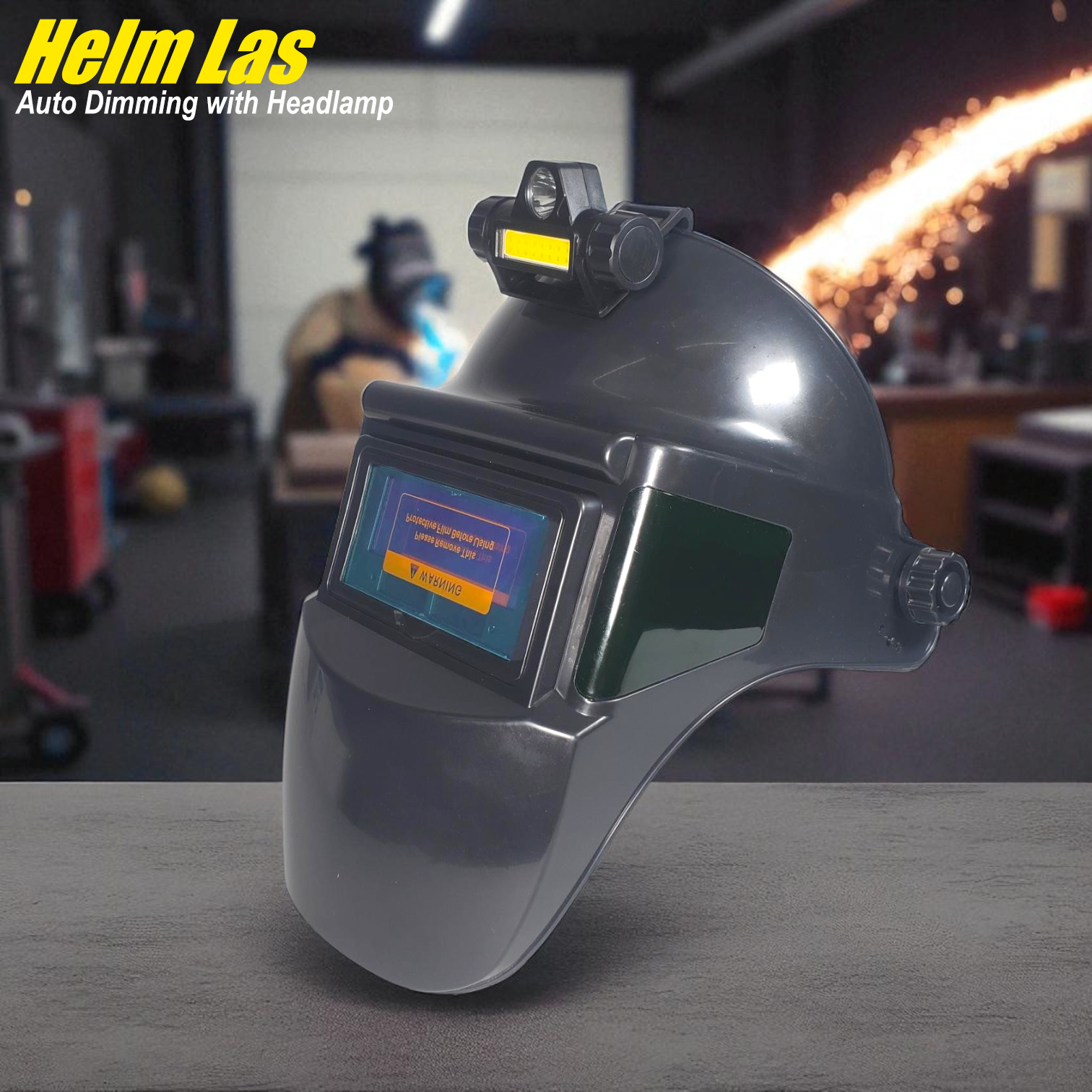 MERISHOP Helm Las Automatic Dimming Protective Welding with Headlamp - 100